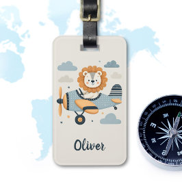 愛らしいお洒落ライオンが飛魅力的行中 ラゲッジタグ