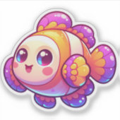 愛らしいかわいいが鮮やかな彩りを添えた道化魚 シール (正面)