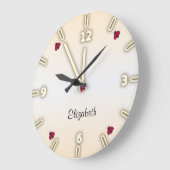 愛らしいかわいいのパーソナライズなてんとう虫- ラージ壁時計 (傾斜)