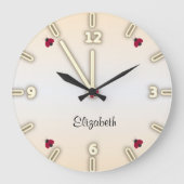 愛らしいかわいいのパーソナライズなてんとう虫- ラージ壁時計 (正面)