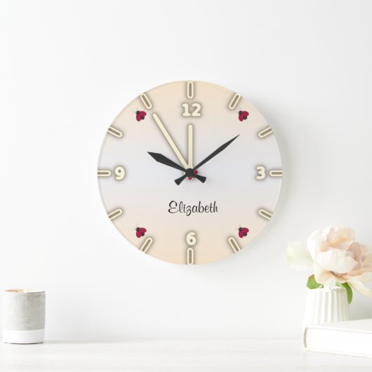 愛らしいかわいいのパーソナライズなてんとう虫- ラージ壁時計 (ホーム)