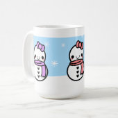 愛らしいかわいいの漫画の雪だるまのマグ コーヒーマグカップ (正面左)
