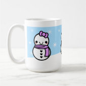 愛らしいかわいいの漫画の雪だるまのマグ コーヒーマグカップ (左)