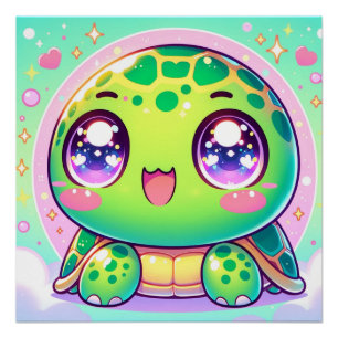 愛らしいかわいいカメ ポスター