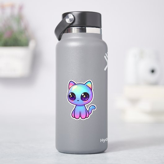 愛らしいかわいいカラフル銀河系猫 シール (HydroFlask)