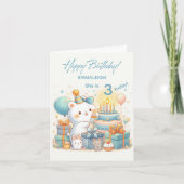 愛らしいかわいいクマ誕生日3歳 カード (正面)