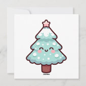 愛らしいかわいいクリスマスツリーキャラクター シーズンカード (裏面)