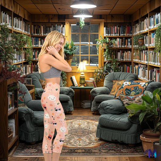 愛らしいかわいいサングラスインパステルピーチ カプリレギンス