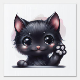 愛らしいかわいいズブラックキャット アウトドアサイン