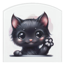 愛らしいかわいいズブラックキャット ドアサイン