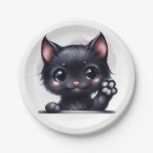 愛らしいかわいいズブラックキャット ペーパープレート (正面)