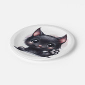 愛らしいかわいいズブラックキャット ペーパープレート (アングル)