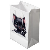 愛らしいかわいいズブラックキャット ミディアムペーパーバッグ (正面アングル)