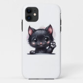 愛らしいかわいいズブラックキャット Case-Mate iPhoneケース (裏面)