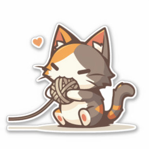愛らしいかわいいチビ(小さくかわいく書いた感じ)カリコキャット遊ズウィーン シール