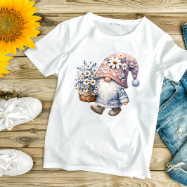 愛らしいかわいいデイジー花のノームの女性用 Tシャツ
