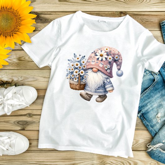 愛らしいかわいいデイジー花のノームの女性用 Tシャツ