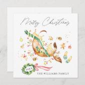 愛らしいかわいいハッピードッグダックスフントクリスマスライト シーズンカード (正面/裏面)