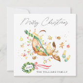 愛らしいかわいいハッピードッグダックスフントクリスマスライト シーズンカード (正面)