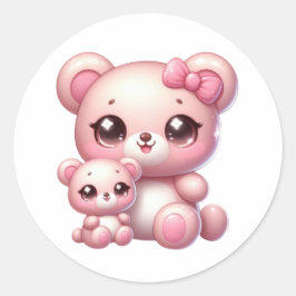 愛らしいかわいいベアーステッカー:かわいらしさ過負荷 ラウンドシール