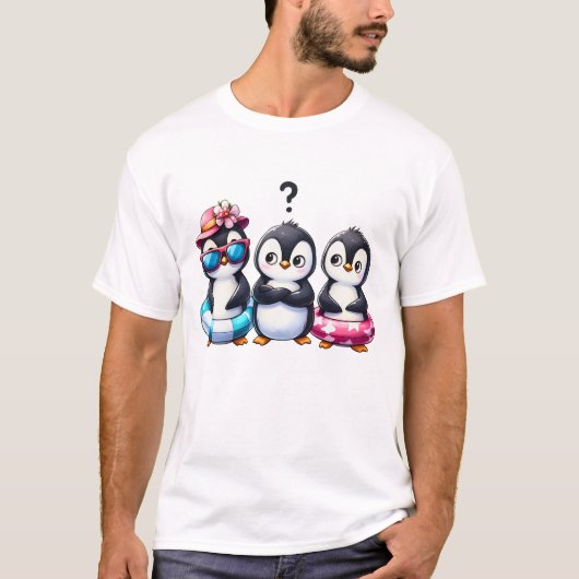 愛らしいかわいいペンギン友達 Tシャツ (正面)