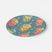 愛らしいかわいいボバドリンクデザイン ペーパープレート (アングル)