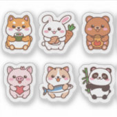 愛らしいかわいい動物のステッカーセット シール (正面)