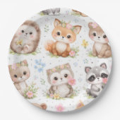 愛らしいかわいい動物の模様 ペーパープレート (正面)