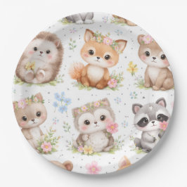 愛らしいかわいい動物の模様 ペーパープレート