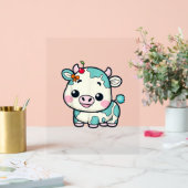 愛らしいかわいい牛とさくらんぼと弓デザイン_2 アクリルサイン (ウェディング)
