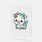 愛らしいかわいい牛とさくらんぼと弓デザイン_2 アクリルサイン (傾斜)