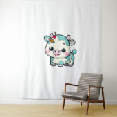 愛らしいかわいい牛とさくらんぼと弓デザイン_2 タペストリー (インサイチュ)