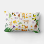 愛らしいかわいい赤ちゃん動物の保育園サファリホワイト ランバークッション (裏面)