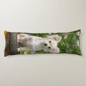 愛らしいかわいい長い髪のクリーム色のチワワ犬の子犬 ボディピロー (裏面)