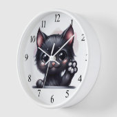 愛らしいかわいい黒猫 壁時計 (傾斜)