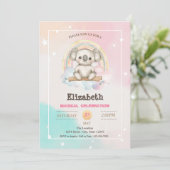 愛らしいかわいらしコアラレインボー誕生日 招待状 (スタンド正面)