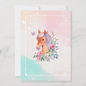 愛らしいかわいらしポニー誕生日 招待状 (裏面)