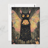 愛らしいこうもりとキャンディコーンハロウィーン ポストカード (正面/裏面)