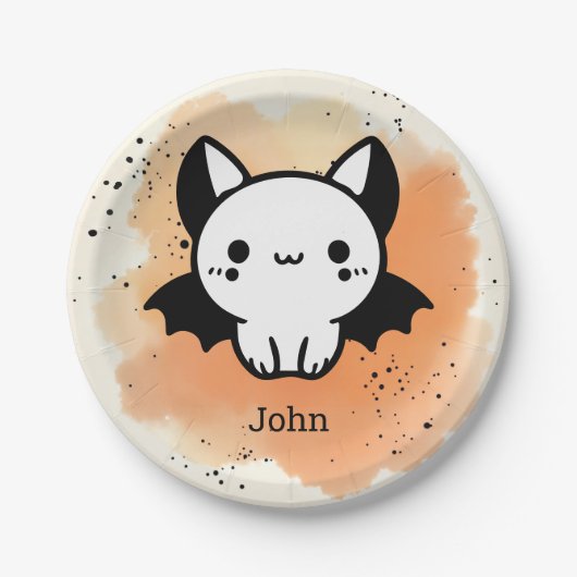 愛らしいこうもりバディ – かわいいミニマル子供部屋アート ペーパープレート (正面)