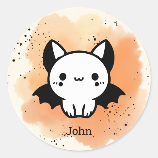 愛らしいこうもりバディ – かわいいミニマル子供部屋アート ラウンドシール (正面)