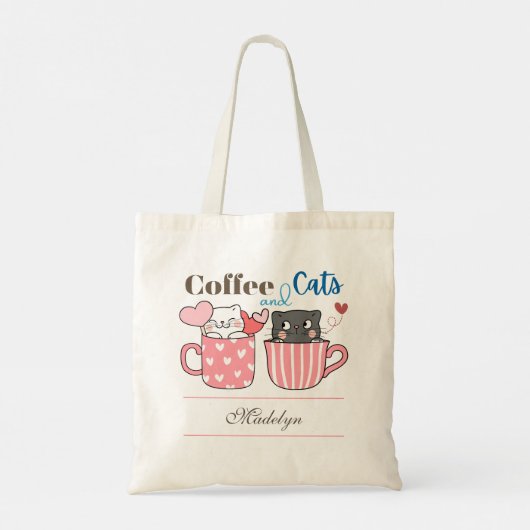 愛らしいのはコーヒーと猫をテーマにした トートバッグ (裏面)