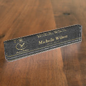 愛らしいはさみ及び櫛のロゴの化粧のヘアーサロン デスクネームプレート (側面)