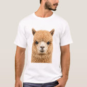 愛らしいふわふわのアルパカの動物 Tシャツ (正面)