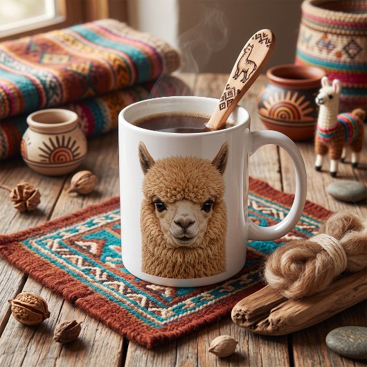 愛らしいふわふわのアルパカ コーヒーマグカップ