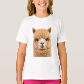 愛らしいふわふわのアルパカ Tシャツ (正面)