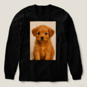 愛らしいふわふわの子犬の顔 | かわいい犬好きTシャツ トライブレンドTシャツ (デザイン正面)