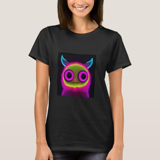 愛らしいふわふわの明るいモンスター - かわいい生き物のアート Tシャツ (正面)