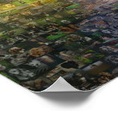 愛らしいぶら下がった犬が窓からモザイク ポスター (角)