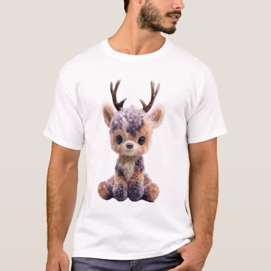愛らしいまだら鹿のぬいぐるみイラスト メンズ Tシャツ (正面)