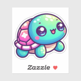 愛らしいよくはしゃぐカラフルウミガメ シール